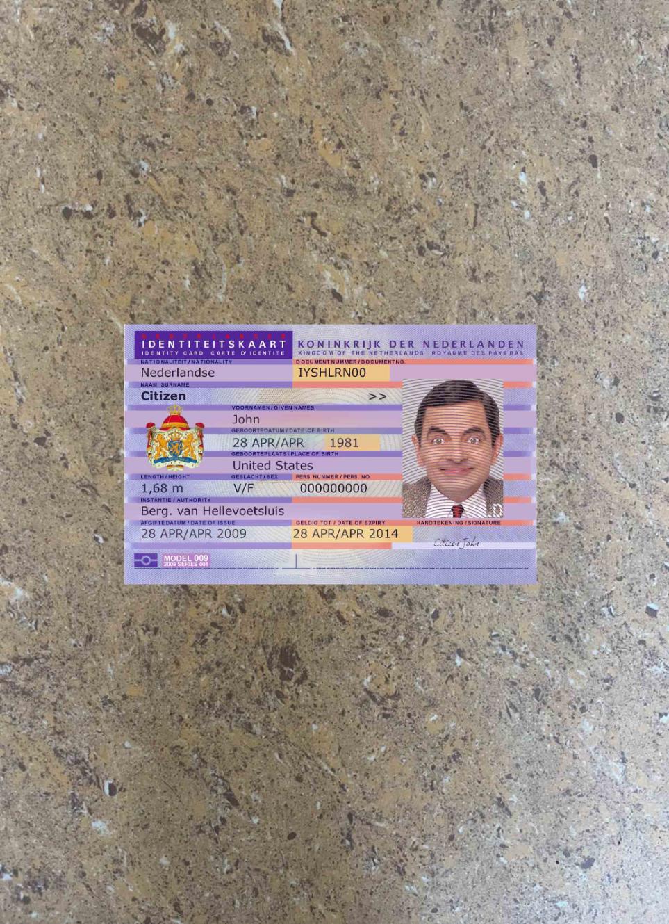 Netherland ID 2012   pres photolook FRONT PSD template